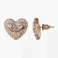 Juicy By Juicy Couture Gold Tone Pave Multi Color Crystal 5.1mm Heart Stud Earrings