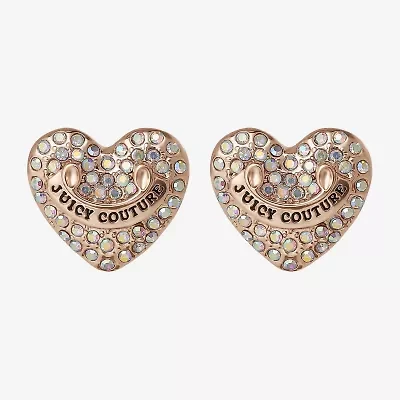 Juicy By Juicy Couture Gold Tone Pave Multi Color Crystal 5.1mm Heart Stud Earrings