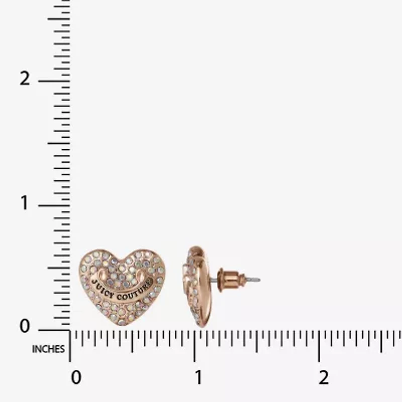 Juicy By Juicy Couture Gold Tone Pave Multi Color Crystal 5.1mm Heart Stud Earrings