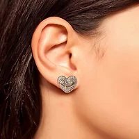 Juicy By Juicy Couture Gold Tone Pave Multi Color Crystal 5.1mm Heart Stud Earrings