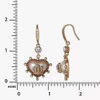 Juicy By Juicy Couture Gold Tone Womens Crystal Crown Heart Drop Earrings