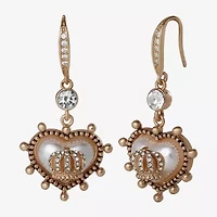 Juicy By Juicy Couture Gold Tone Womens Crystal Crown Heart Drop Earrings