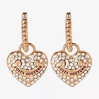 Juicy By Juicy Couture Gold Tone Charm Pave Womens Crystal 34.1mm Heart Hoop Earrings