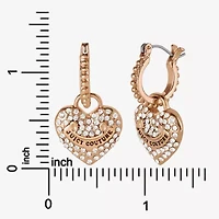 Juicy By Juicy Couture Gold Tone Charm Pave Womens Crystal 34.1mm Heart Hoop Earrings