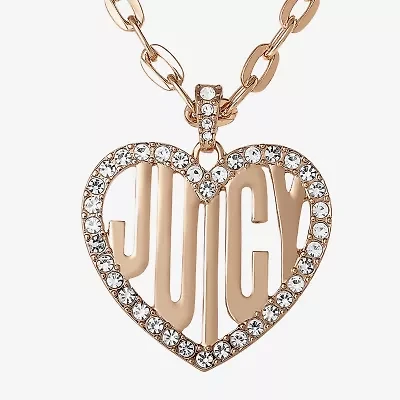 Juicy By Juicy Couture Gold Tone Womens Crystal Alloy Heart 20 Inch Pendant Necklace