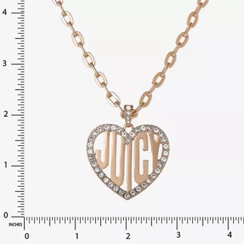 Juicy By Juicy Couture Gold Tone Womens Crystal Alloy Heart 20 Inch Pendant Necklace