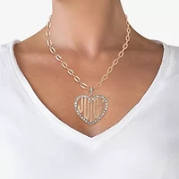 Juicy By Juicy Couture Gold Tone Womens Crystal Alloy Heart 20 Inch Pendant Necklace
