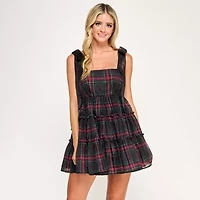 City Triangle Womens Juniors Plaid Fit + Flare Dress