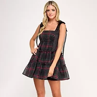 City Triangle Womens Juniors Plaid Fit + Flare Dress