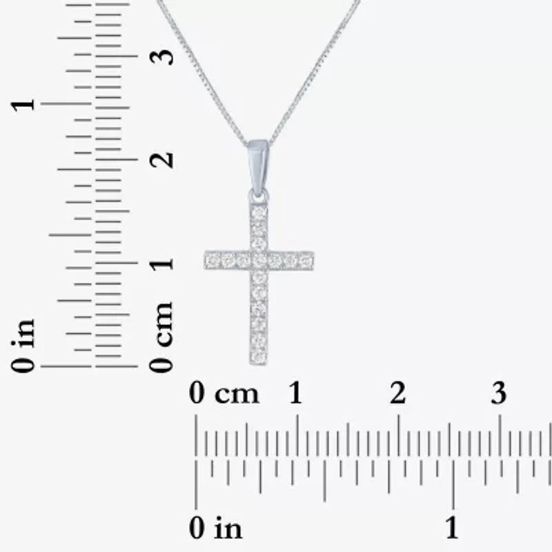 (H-I / I1) Womens 1/6 CT. T.W. Lab Grown White Diamond 10K Gold Cross 18 Inch Pendant Necklace