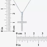 (H-I / I1) Womens 1/6 CT. T.W. Lab Grown White Diamond 10K Gold Cross 18 Inch Pendant Necklace