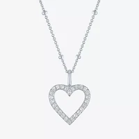 Yes, Please! Womens Lab Created White Sapphire Sterling Silver Heart Pendant