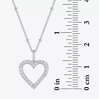 Yes, Please! Womens Lab Created White Sapphire Sterling Silver Heart Pendant