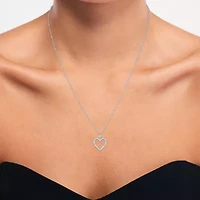Yes, Please! Womens Lab Created White Sapphire Sterling Silver Heart Pendant
