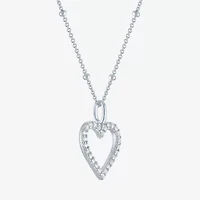 Yes, Please! Womens Lab Created White Sapphire Sterling Silver Heart Pendant