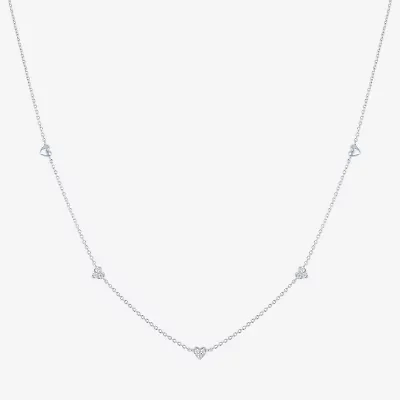 G-H / Si2-I1 Womens 1/10 CT. T.W. Lab Grown White Diamond Sterling Silver Heart 18 Inch Pendant Necklace
