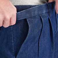 Haggar Stretch Denim Mens Classic Fit Pleated Pant