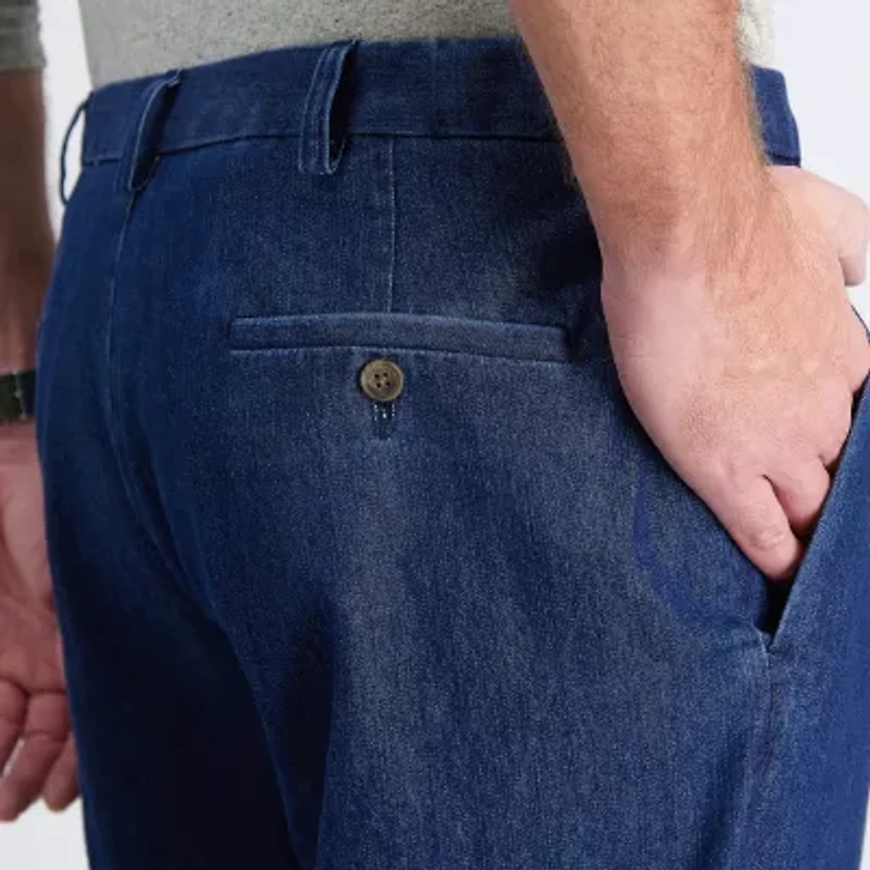 Haggar Stretch Denim Mens Classic Fit Pleated Pant