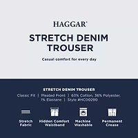 Haggar Stretch Denim Mens Classic Fit Pleated Pant