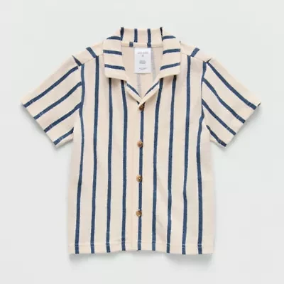 Okie Dokie Toddler & Little Boys Short Sleeve Fitted Regular Fit Button-Down Shirt