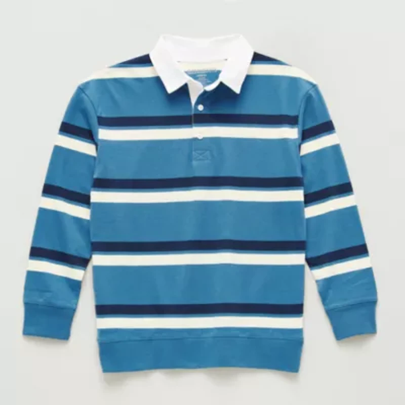 Thereabouts Little & Big Kid Boys Long Sleeve Regular Fit Spread Collar Rugby Shirt