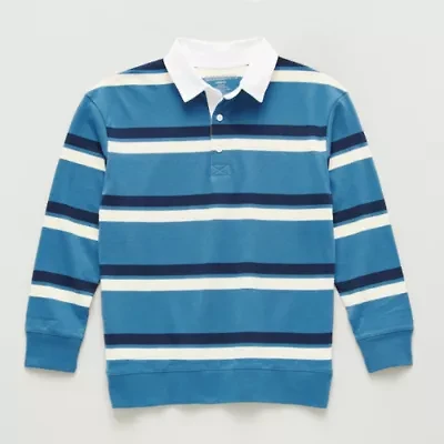 Thereabouts Little & Big Kid Boys Long Sleeve Regular Fit Spread Collar Rugby Shirt