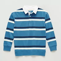 Thereabouts Little & Big Kid Boys Long Sleeve Regular Fit Spread Collar Rugby Shirt