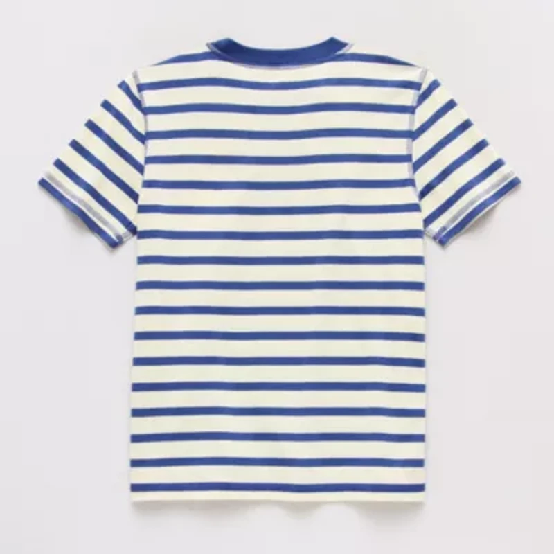 Thereabouts Little & Big Kid Boys Easy-on + Easy-off Hidden Access Opening Crew Neck Short Sleeve Adaptive Regular Fit Graphic T-Shirt