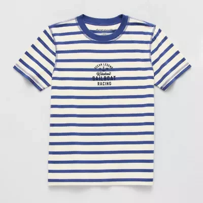 Thereabouts Little & Big Kid Boys Easy-on + Easy-off Hidden Access Opening Crew Neck Short Sleeve Adaptive Regular Fit Graphic T-Shirt