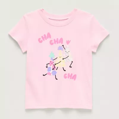 Okie Dokie Toddler & Little Girls Round Neck Short Sleeve Regular Fit Graphic T-Shirt