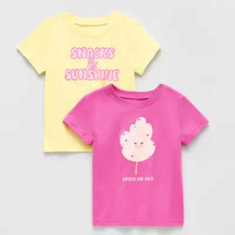 Okie Dokie Toddler & Little Girls Round Neck Short Sleeve 2-pc. Graphic T-Shirt