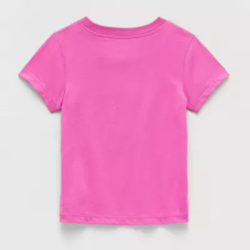 Okie Dokie Toddler Girls Round Neck Short Sleeve Adaptive Regular Fit Graphic T-Shirt