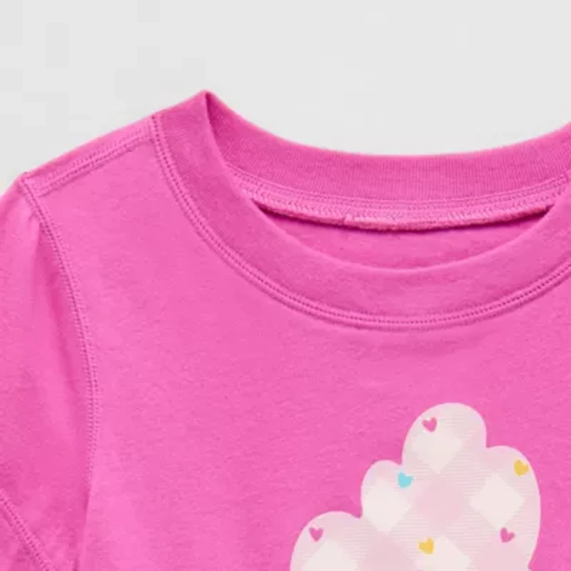 Okie Dokie Toddler Girls Round Neck Short Sleeve Adaptive Regular Fit Graphic T-Shirt