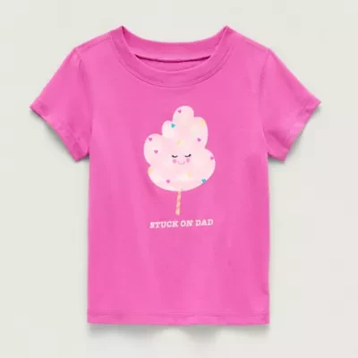 Okie Dokie Toddler Girls Round Neck Short Sleeve Adaptive Regular Fit Graphic T-Shirt