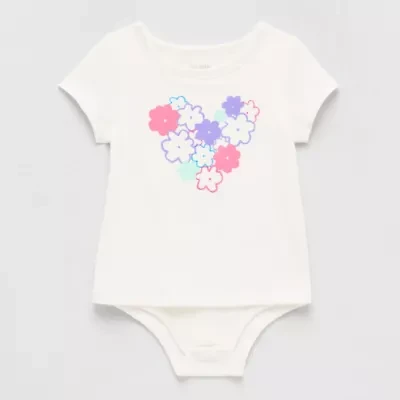 Okie Dokie Toddler Girls Round Neck Short Sleeve Bodysuit