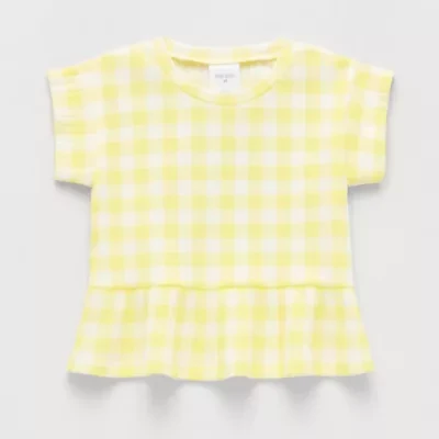 Okie Dokie Toddler & Little Girls Round Neck Short Sleeve Peplum Top