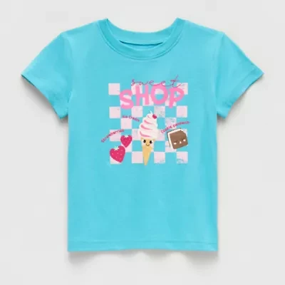 Okie Dokie Toddler & Little Girls Round Neck Short Sleeve Regular Fit Graphic T-Shirt