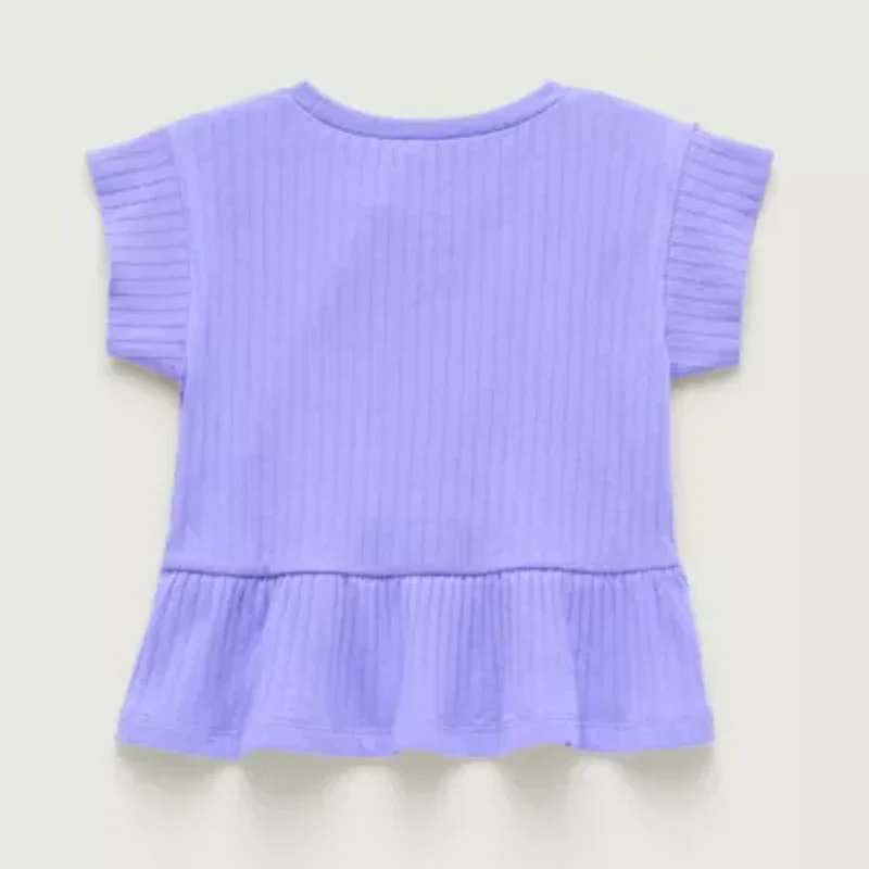 Okie Dokie Toddler & Little Girls Round Neck Short Sleeve Peplum Top