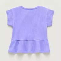 Okie Dokie Toddler & Little Girls Round Neck Short Sleeve Peplum Top