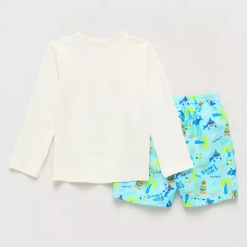 Okie Dokie Toddler & Little Boys Floral 2-pc. Rash Guard Set