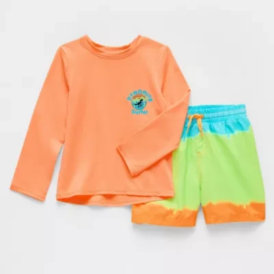 Okie Dokie Toddler & Little Boys Animal 2-pc. Rash Guard Set