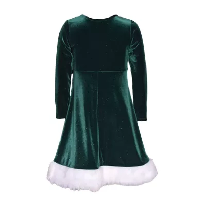 Bonnie Jean Little Girls Long Sleeve Velvet A-Line Dress