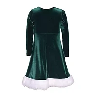 Bonnie Jean Little Girls Long Sleeve Velvet A-Line Dress