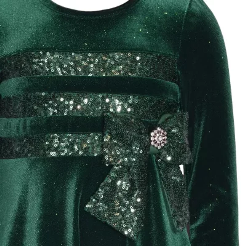 Bonnie Jean Little Girls Long Sleeve Velvet A-Line Dress