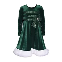 Bonnie Jean Little Girls Long Sleeve Velvet A-Line Dress