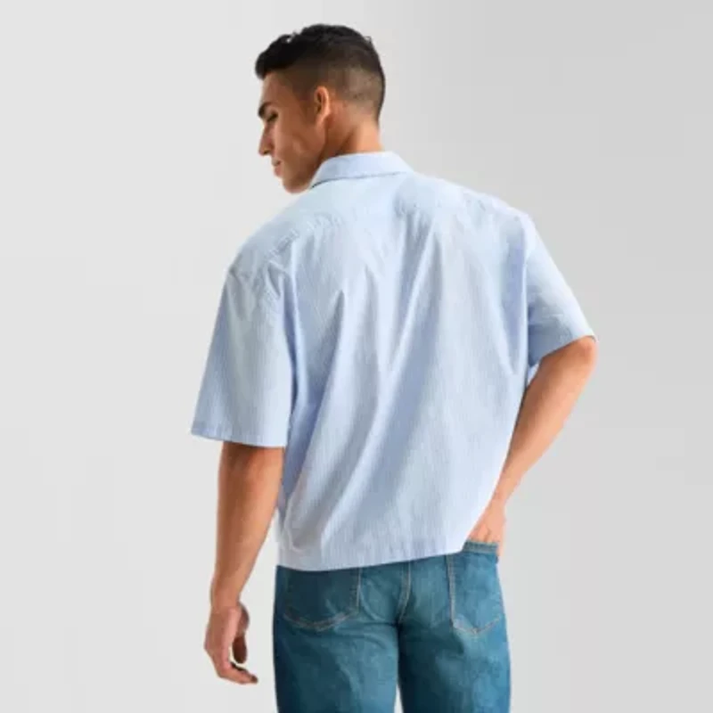 Arizona Mens Short Sleeve Boxy Fit Button-Down Shirt