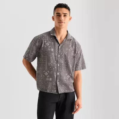 Arizona Mens Short Sleeve Regular Fit Button-Down Shirt
