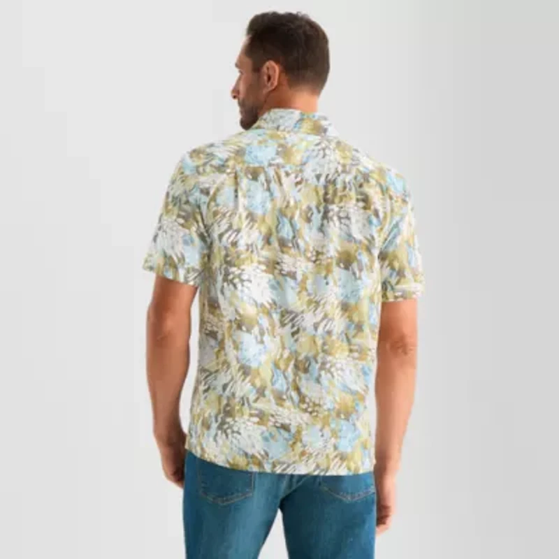 mutual weave Mens Short Sleeve Camp Shirt