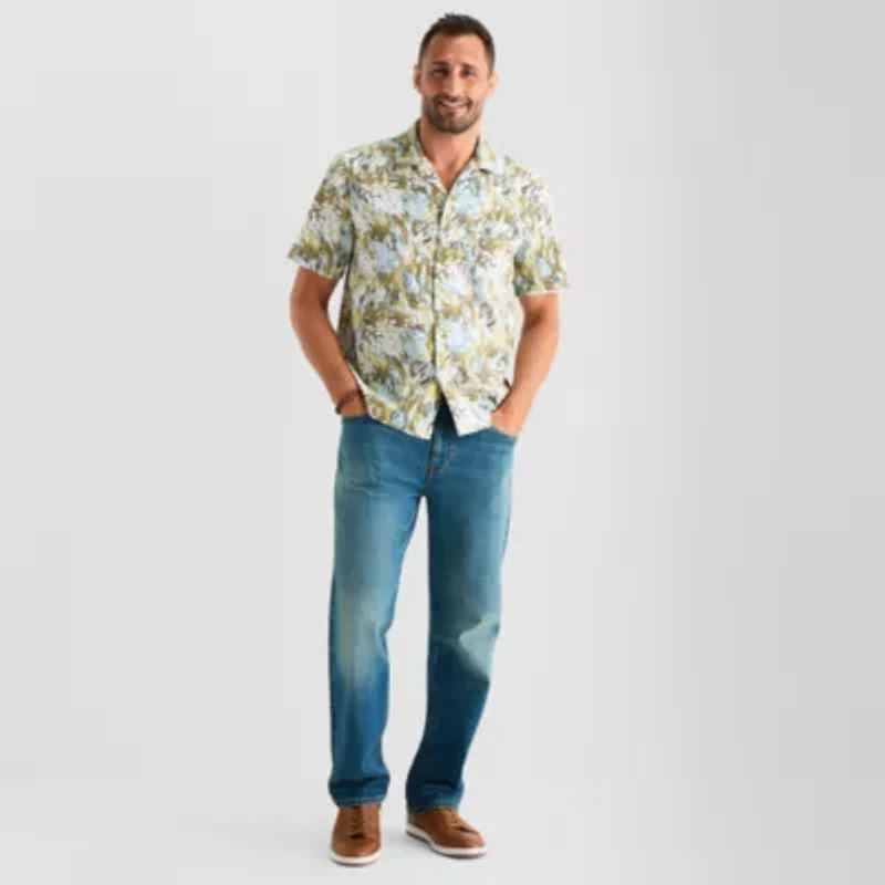 mutual weave Mens Short Sleeve Camp Shirt