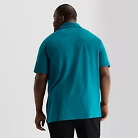 Shaquille O'Neal XLG™ Quarter Zip Big and Tall Mens Classic Fit Short Sleeve Polo Shirt
